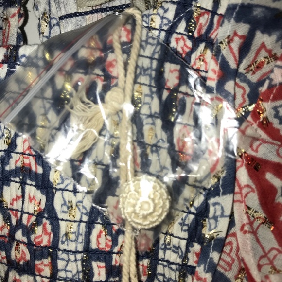 Ash & Eden Red Olga Mini Lace Dress sz M Cotton Tiered Made in India NWT - Picture 8 of 8